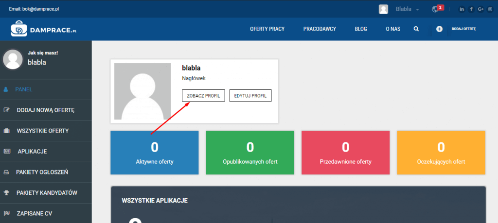aktualizacja profilu damprace.pl